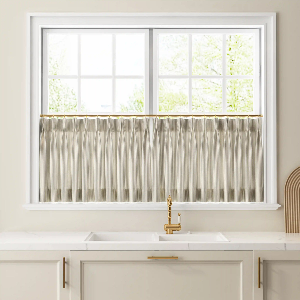 Celia Striped Plaid Café Curtains