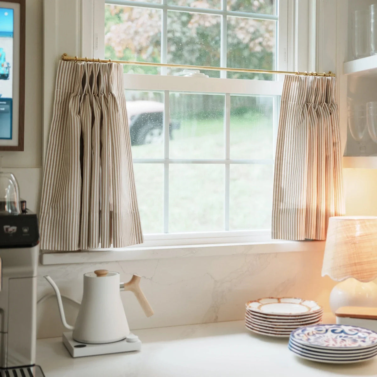 Celia Striped Plaid Café Curtains
