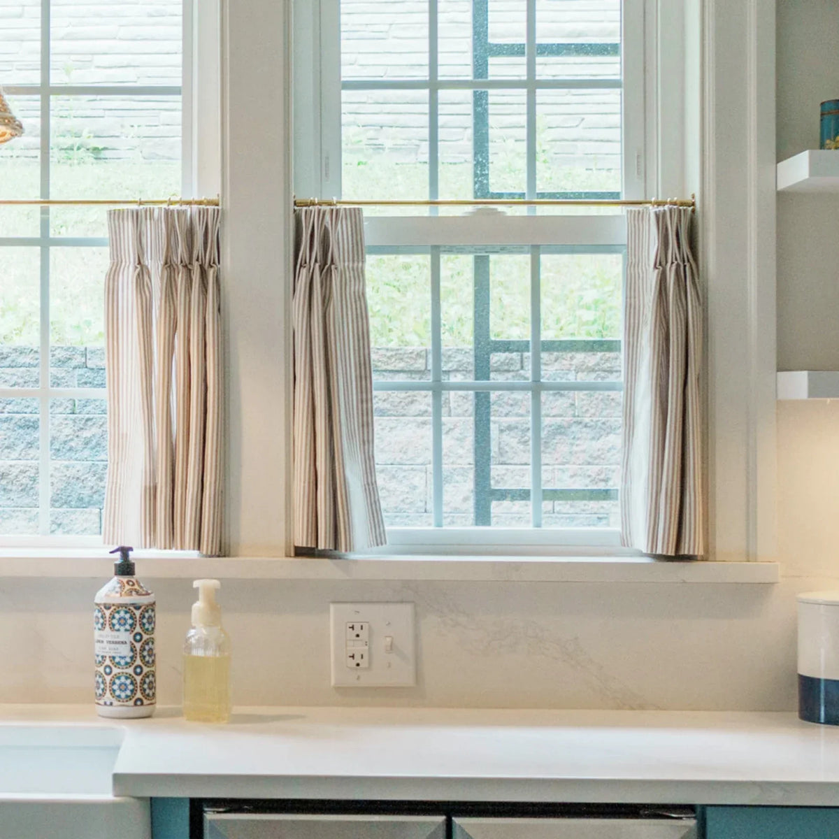 Celia Striped Plaid Café Curtains