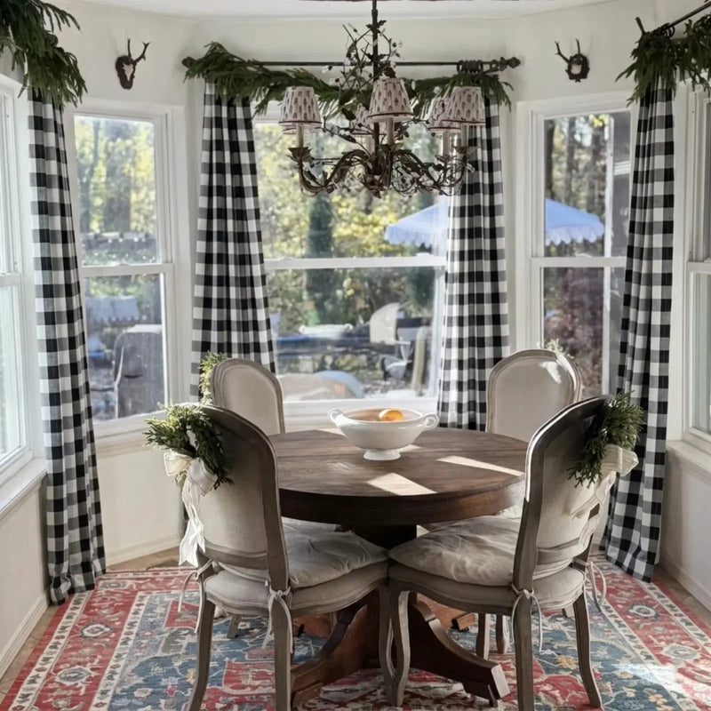Celia Striped Plaid Curtains