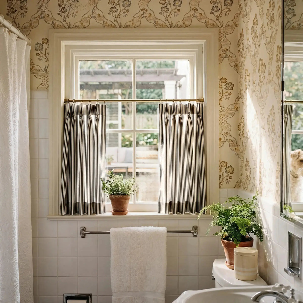 Celia Striped Plaid Café Curtains