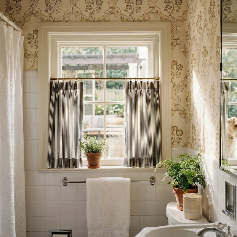 Celia Striped Plaid Café Curtains