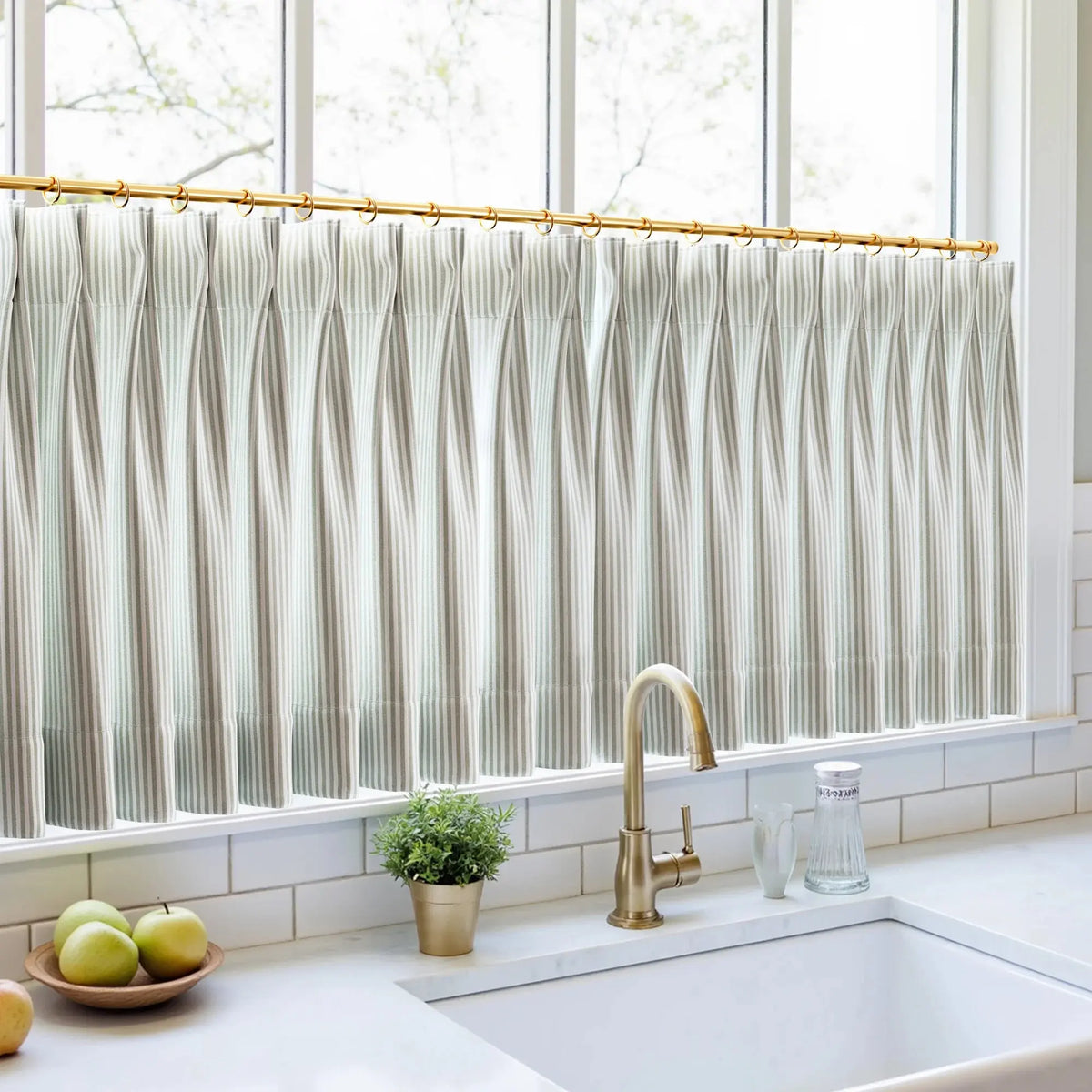 Celia Striped Plaid Café Curtains