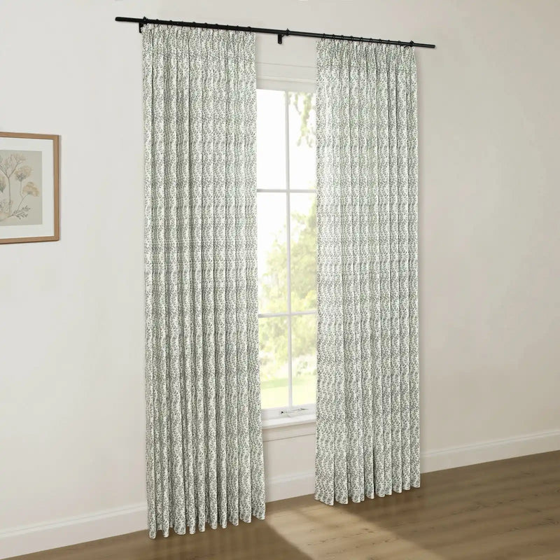 Britt Bengoechea x TWOPAGES Cottage Floral Printed Linen Cotton Pleated Curtains