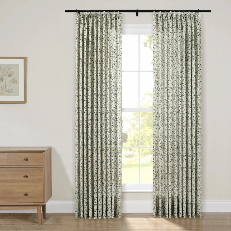 Britt Bengoechea x TWOPAGES Cottage Floral Printed Linen Cotton Pleated Curtains