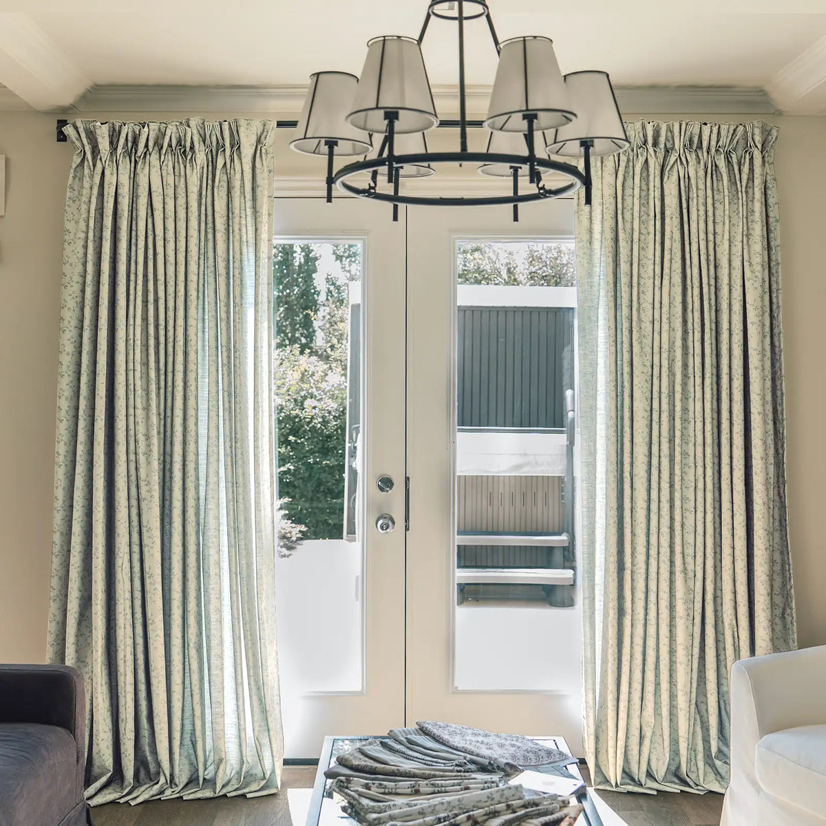 Britt Bengoechea x TWOPAGES Cottage Floral Printed Linen Cotton Pleated Curtains