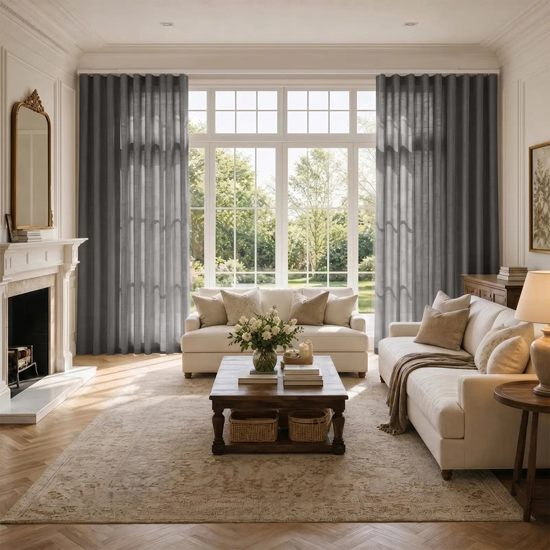 Liz Linen S-fold Curtain with Belt Hook - Lora Track