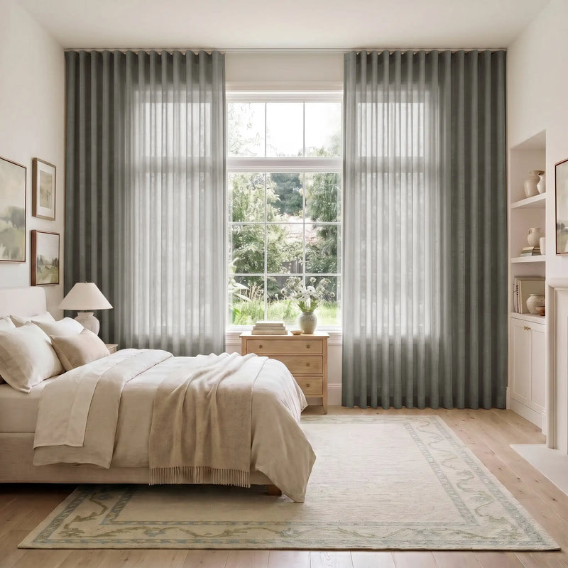 Liz Linen S-fold Curtain with Belt Hook - Leo Track