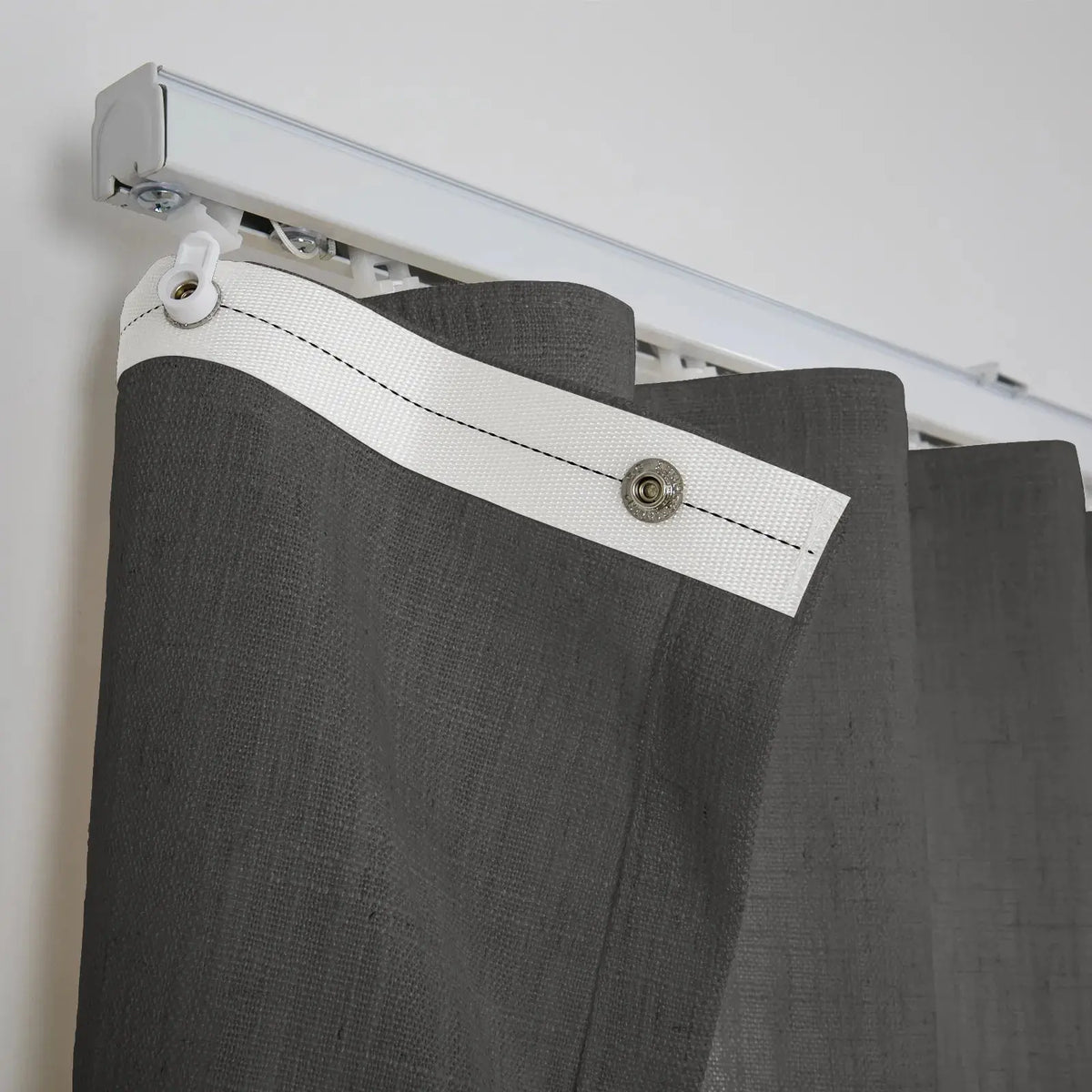 Liz Linen Ripple Fold Drapery with Snap Tape - Lora Track- -TWOPAGES