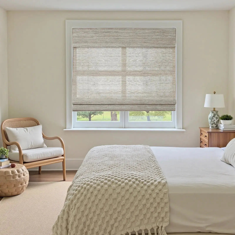Rae Natural Ramie Flax Woven Wood Blinds - Series C