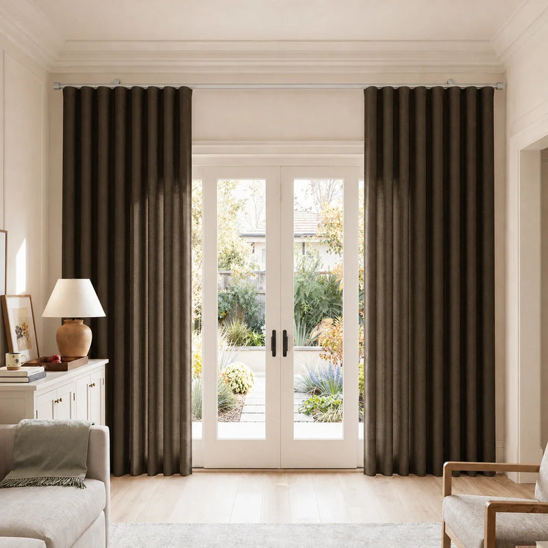 Birkin Velvet S-fold Curtains with Belt Hook - Cato Traverse Rod