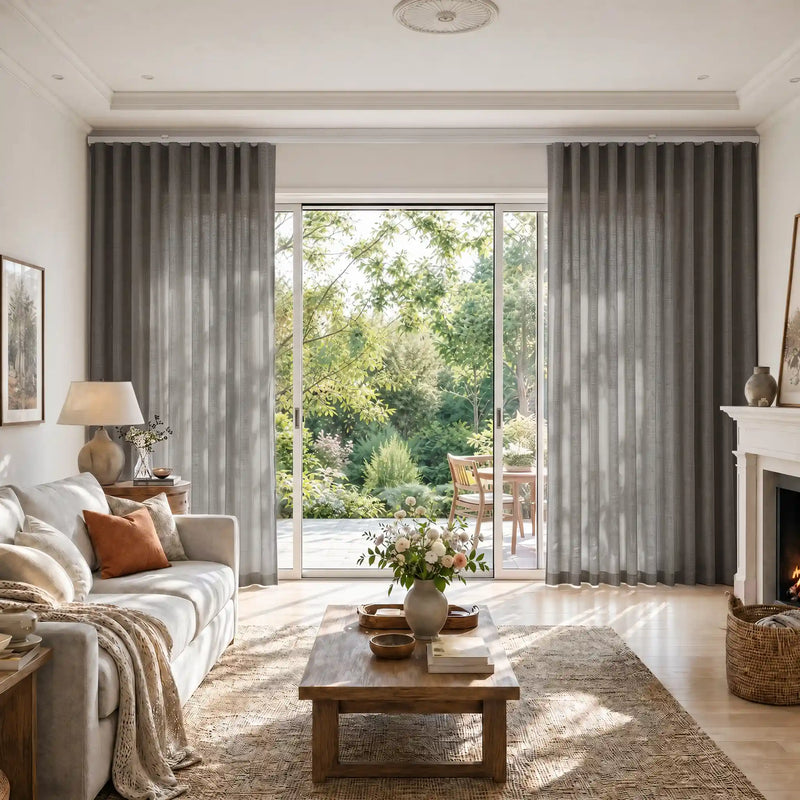 Liz Linen S-fold Curtains with Snap Tape - Lora Track