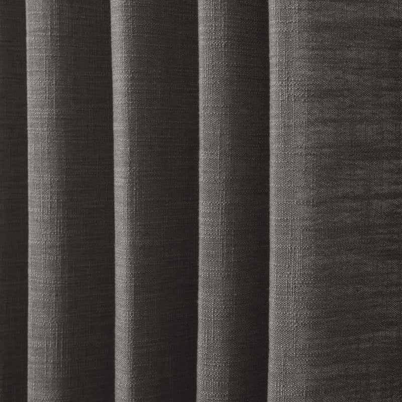 Chocolate Tart Liz linen curtains in a close room detail highlighting the linen texture and colour