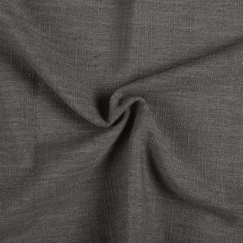 Chocolate Tart Liz linen curtains drawn partly across the window with filtered light revealing the weave