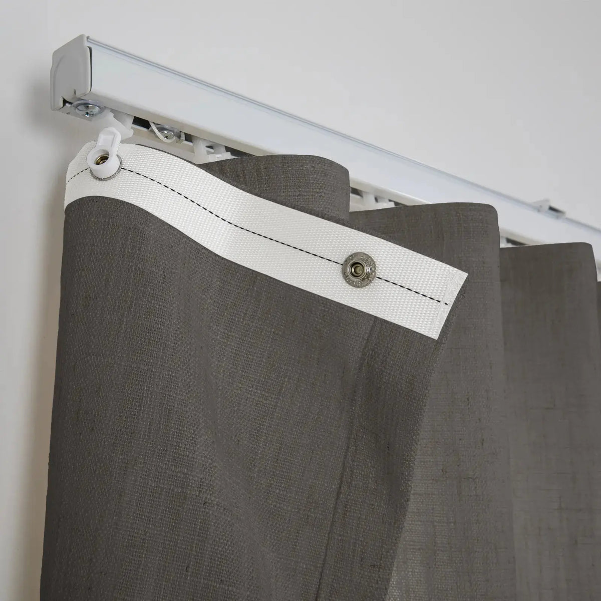 Liz Linen Ripple Fold Drapery with Snap Tape - Lora Track- -TWOPAGES