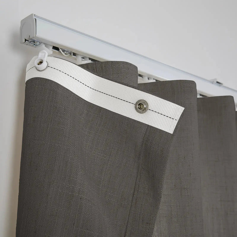 Liz Linen Ripple Fold Drapery with Snap Tape - Lora Track- -TWOPAGES