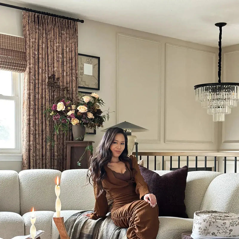 Sara Le x TWOPAGES Vintage Printed Linen Pleated Curtains