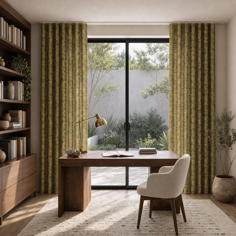 Sara Le x TWOPAGES Printed Linen S-fold Curtains with Belt Hook - Lora Track