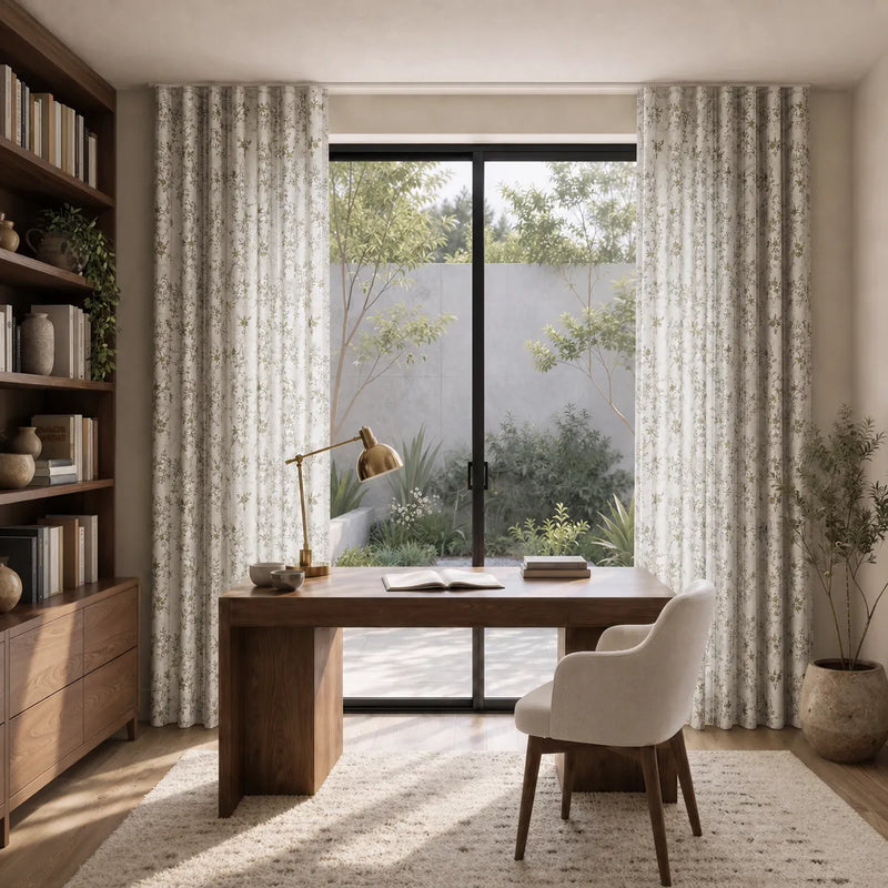 Sara Le x TWOPAGES Printed Linen S-fold Curtains with Belt Hook - Leo Track