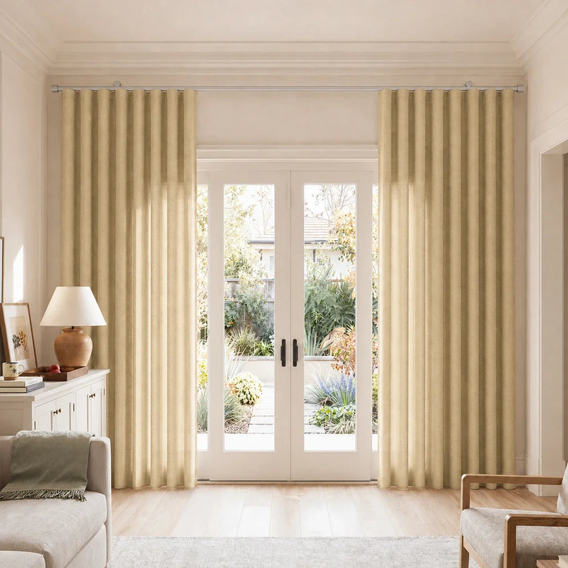 Birkin Velvet S-fold Curtains with Belt Hook - Cato Traverse Rod