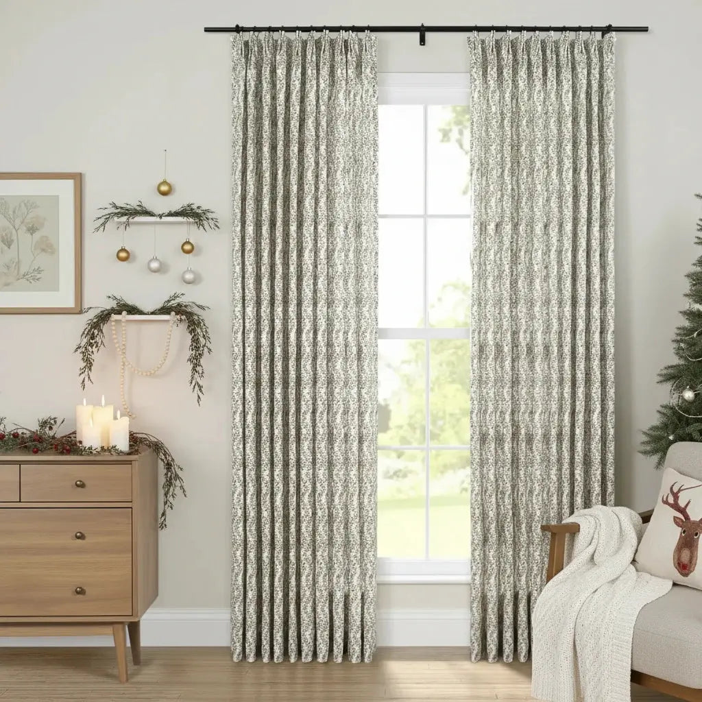 Britt Bengoechea x TWOPAGES Cottage Floral Printed Linen Cotton Pleated Curtains