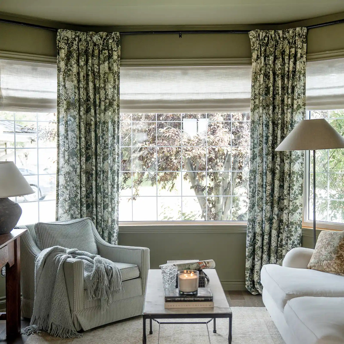 Britt Bengoechea x TWOPAGES Cottage Floral Printed Linen Cotton Pleated Curtains