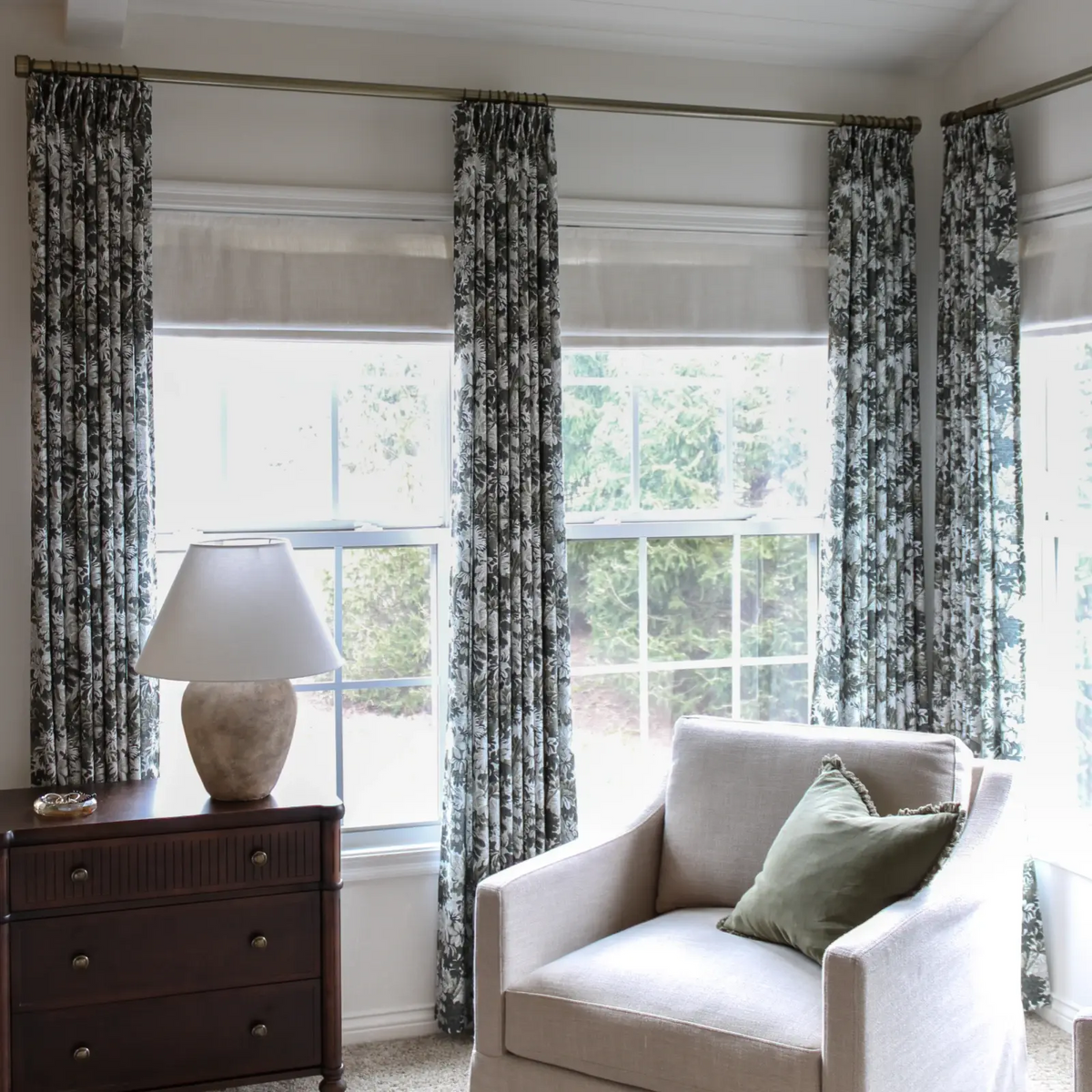 Britt Bengoechea x TWOPAGES Cottage Floral Printed Linen Cotton Pleated Curtains