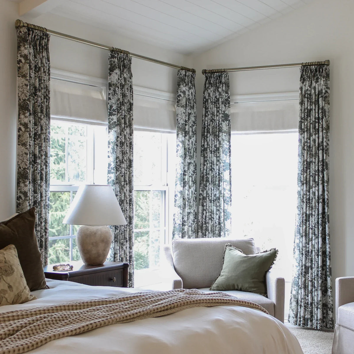 Britt Bengoechea x TWOPAGES Cottage Floral Printed Linen Cotton Pleated Curtains