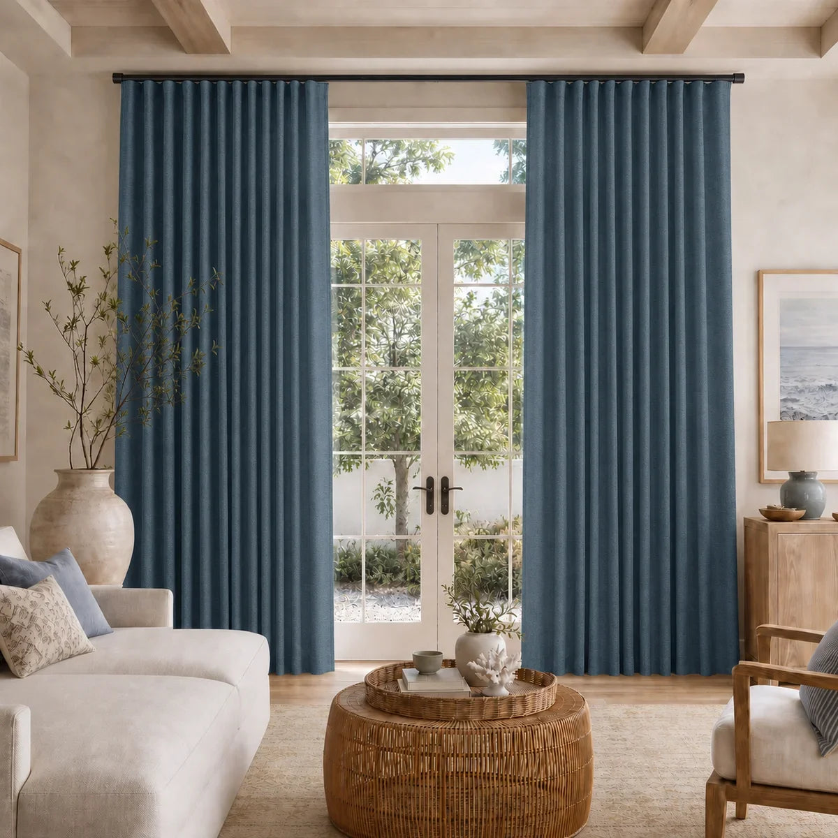 Karin Pure Wool S-fold Curtains with Snap Tape - Cato Traverse Rod
