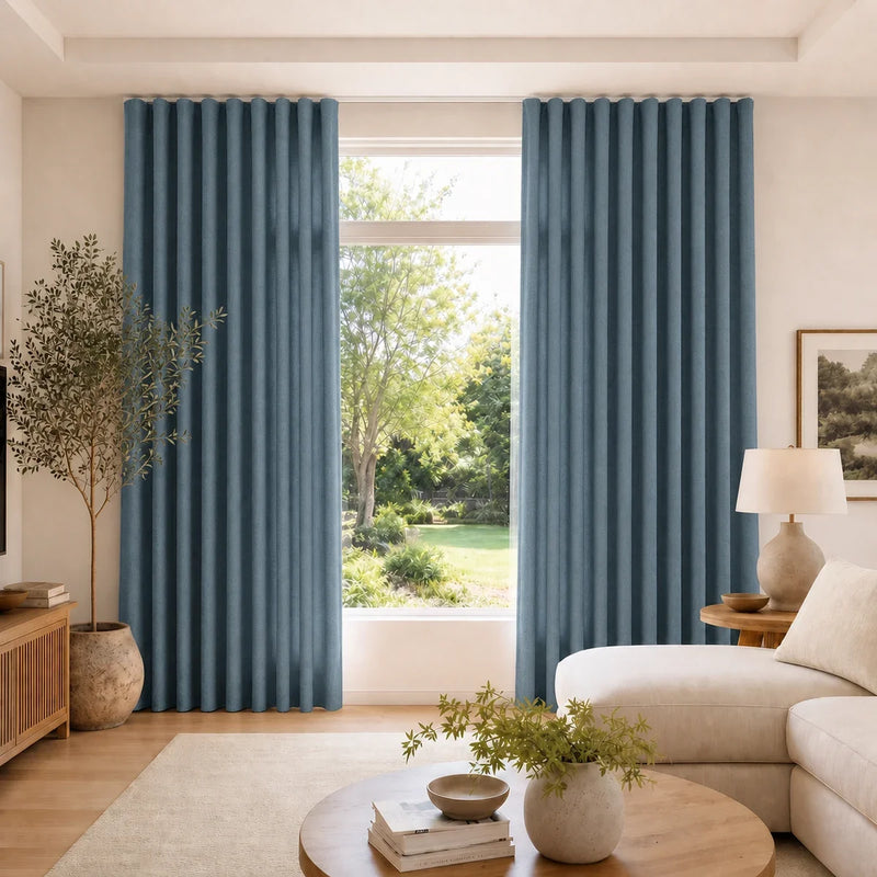 Karin Pure Wool S-fold Curtains with Belt Hook - Lora Track