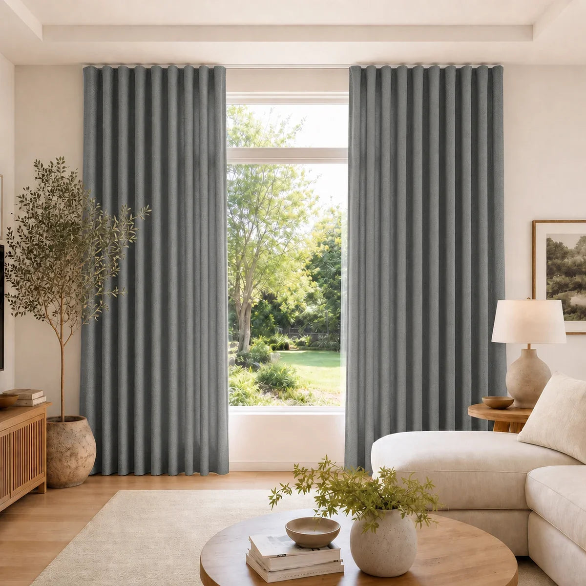 Karin Pure Wool S-fold Curtains with Snap Tape - Lora Track