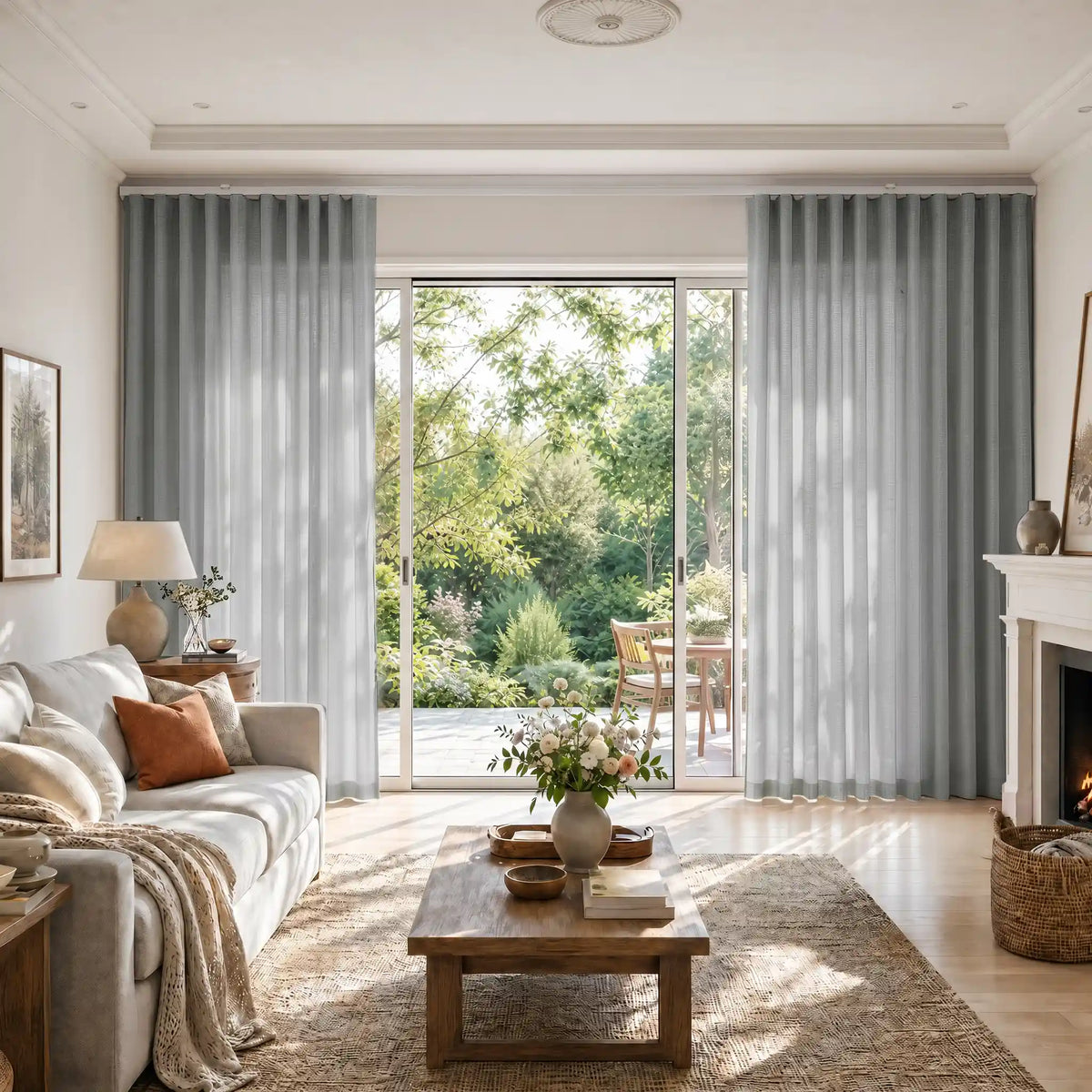 Liz Linen S-fold Curtains with Snap Tape - Lora Track