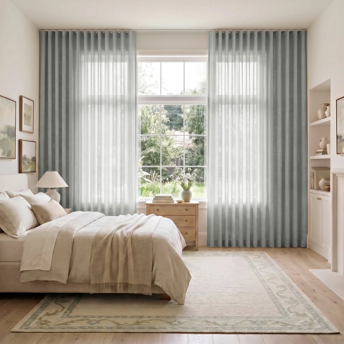 Liz Linen S-fold Curtain with Belt Hook - Leo Track