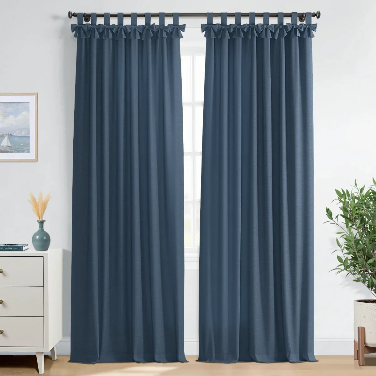 Jawara Textured Linen Cotton Tie Top Curtains