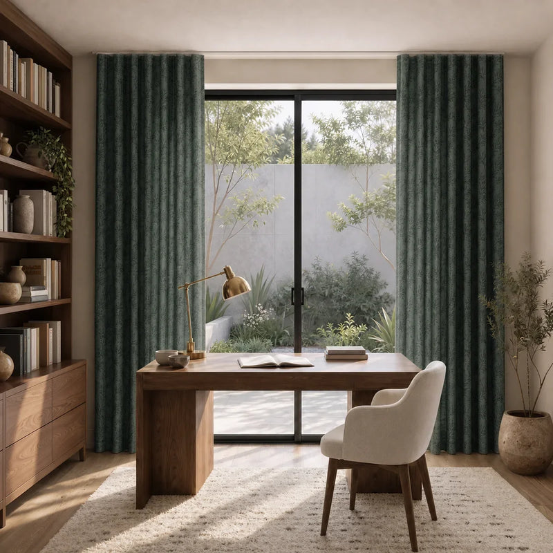 Sara Le x TWOPAGES Printed Linen S-fold Curtains with Belt Hook - Lora Track