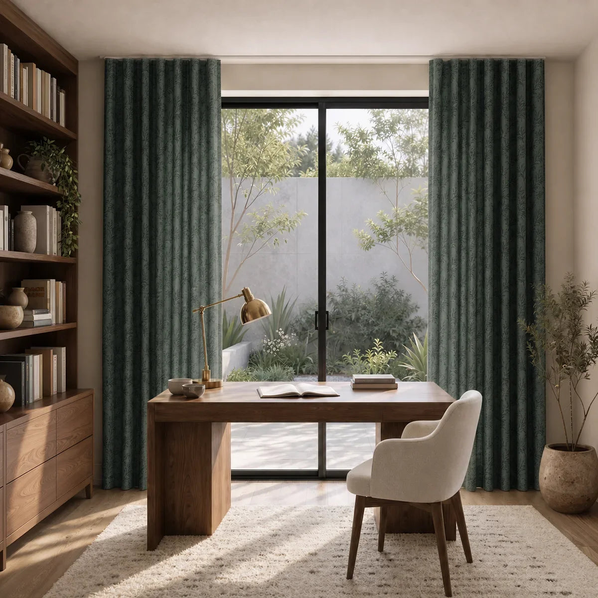 Sara Le x TWOPAGES Printed Linen S-fold Curtains with Snap Tape - Lora Track