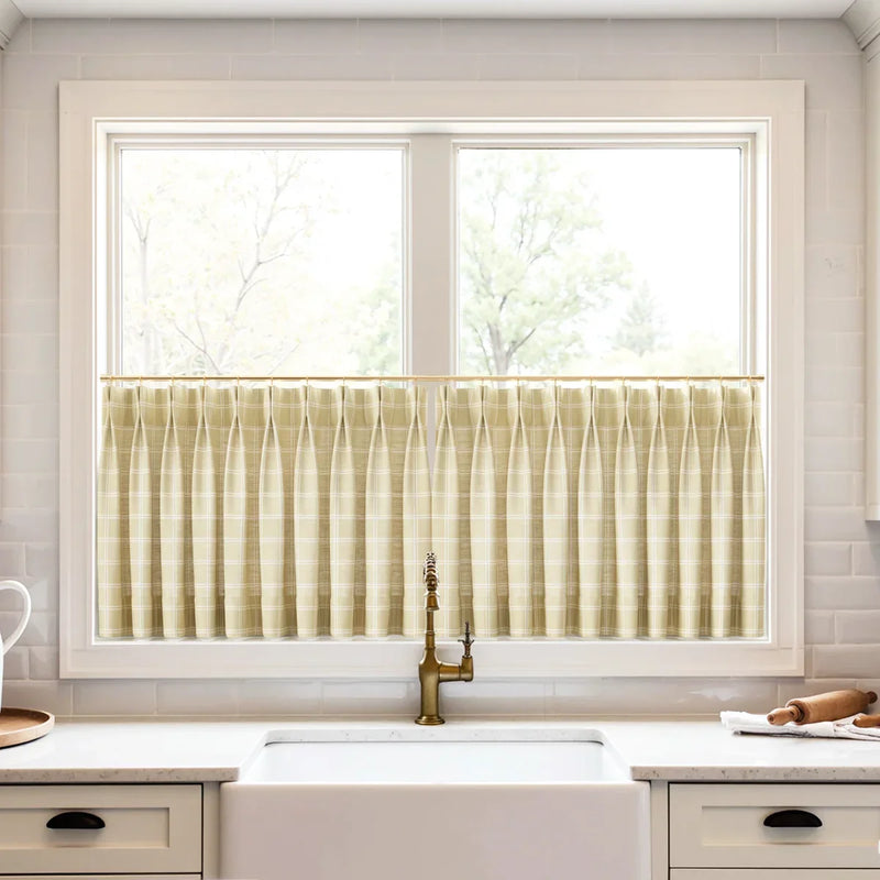 Stefana Silber x TWOPAGES Graphic Printed Linen Pleated Cafe Curtains