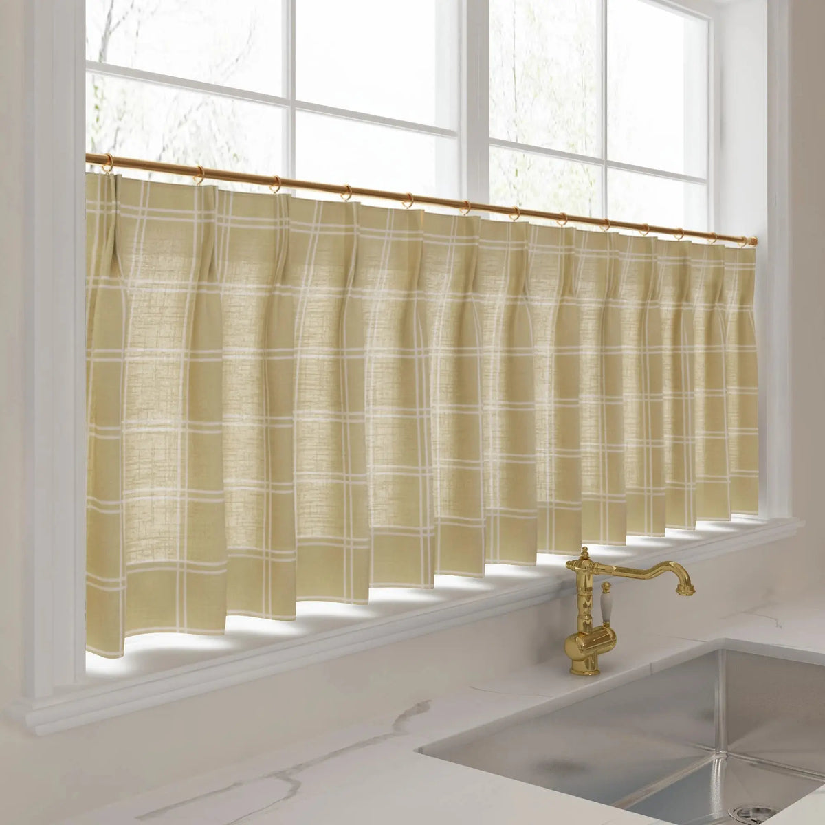 Stefana Silber x TWOPAGES Graphic Printed Linen Pleated Cafe Curtains