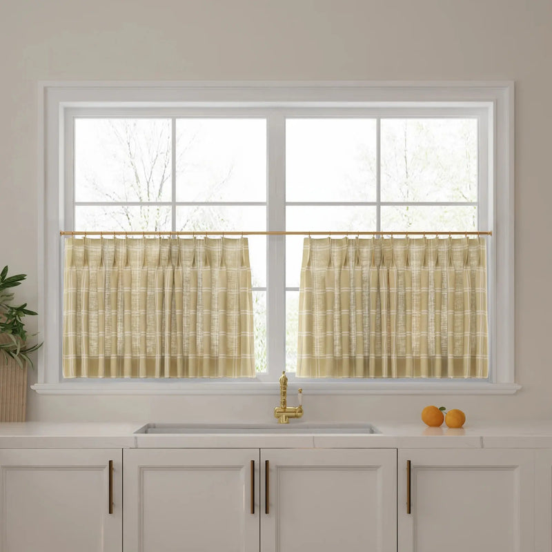Stefana Silber x TWOPAGES Graphic Printed Linen Pleated Cafe Curtains