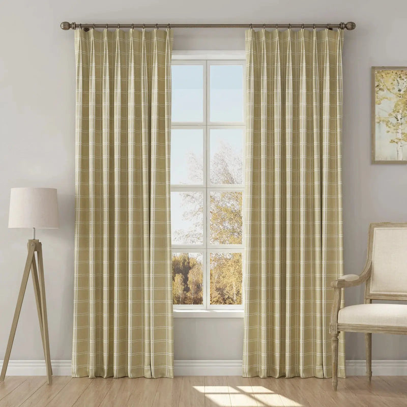 Stefana Silber x TWOPAGES Graphic Printed Linen Blend Pleated Curtains