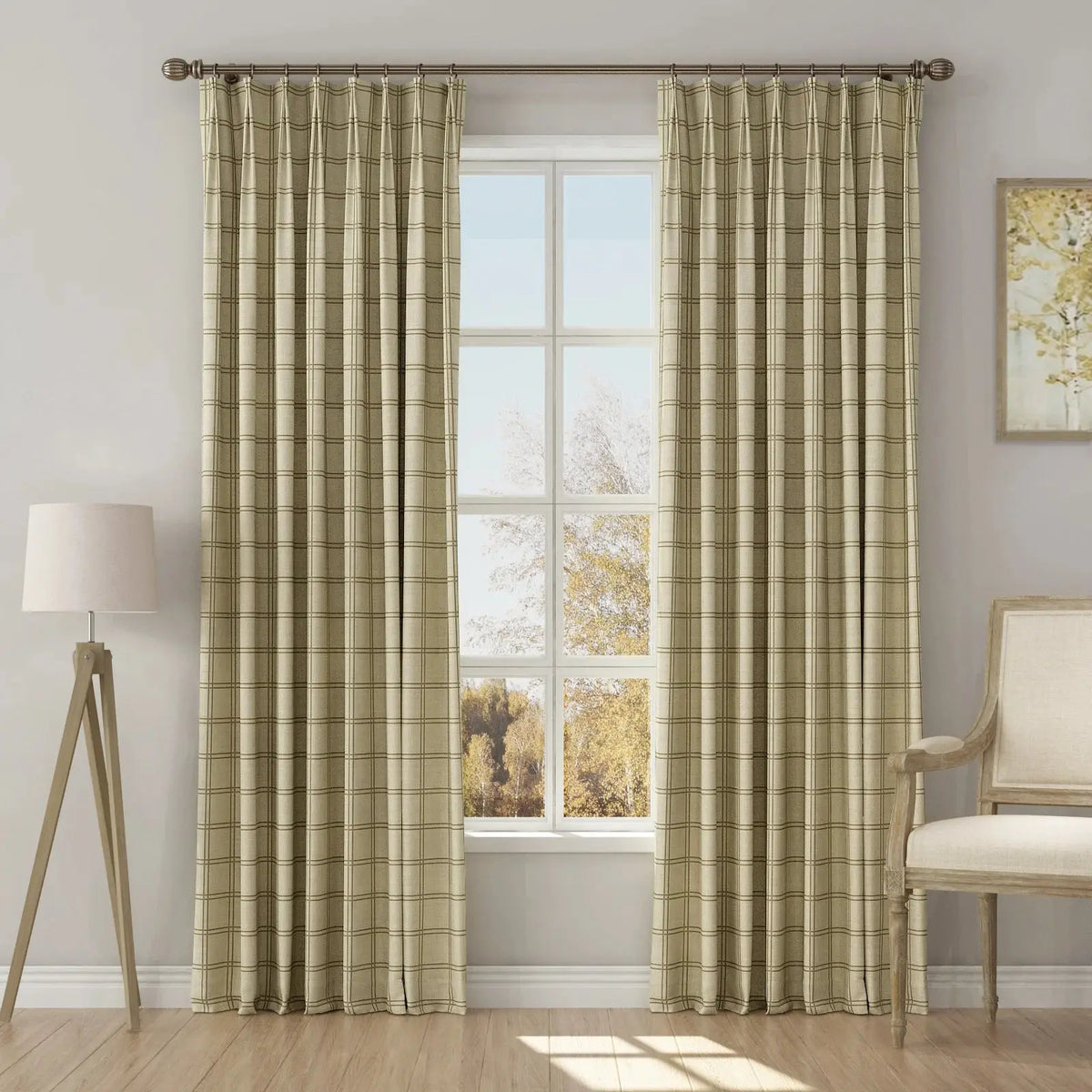 Stefana Silber x TWOPAGES Graphic Printed Linen Blend Pleated Curtains
