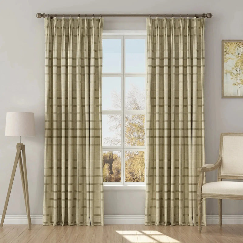 Stefana Silber x TWOPAGES Graphic Printed Linen Blend Pleated Curtains