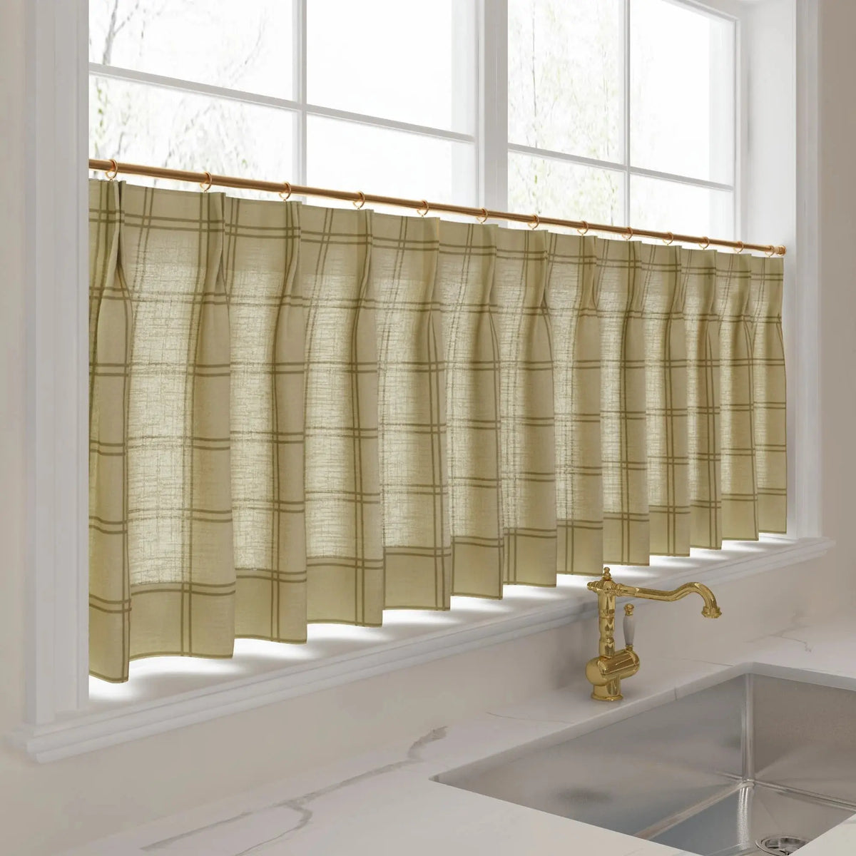 Stefana Silber x TWOPAGES Graphic Printed Linen Pleated Cafe Curtains