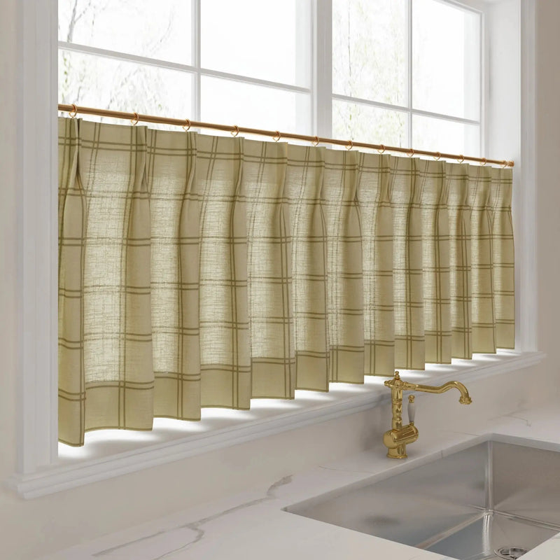 Stefana Silber x TWOPAGES Graphic Printed Linen Pleated Cafe Curtains