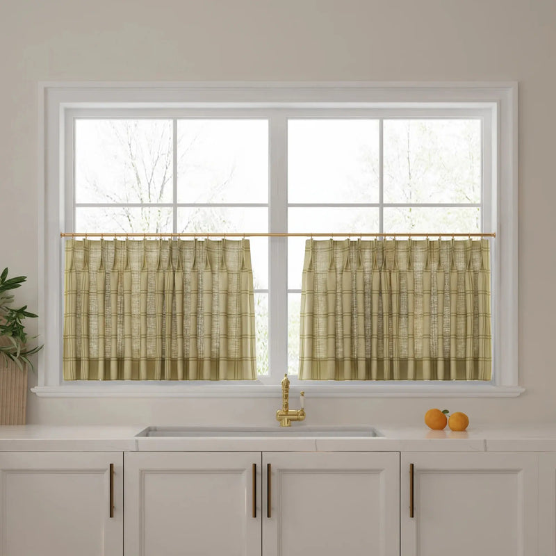 Stefana Silber x TWOPAGES Graphic Printed Linen Pleated Cafe Curtains