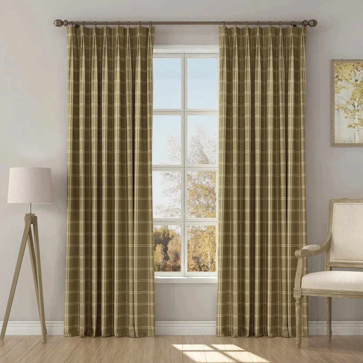 Stefana Silber x TWOPAGES Graphic Printed Linen Blend Pleated Curtains