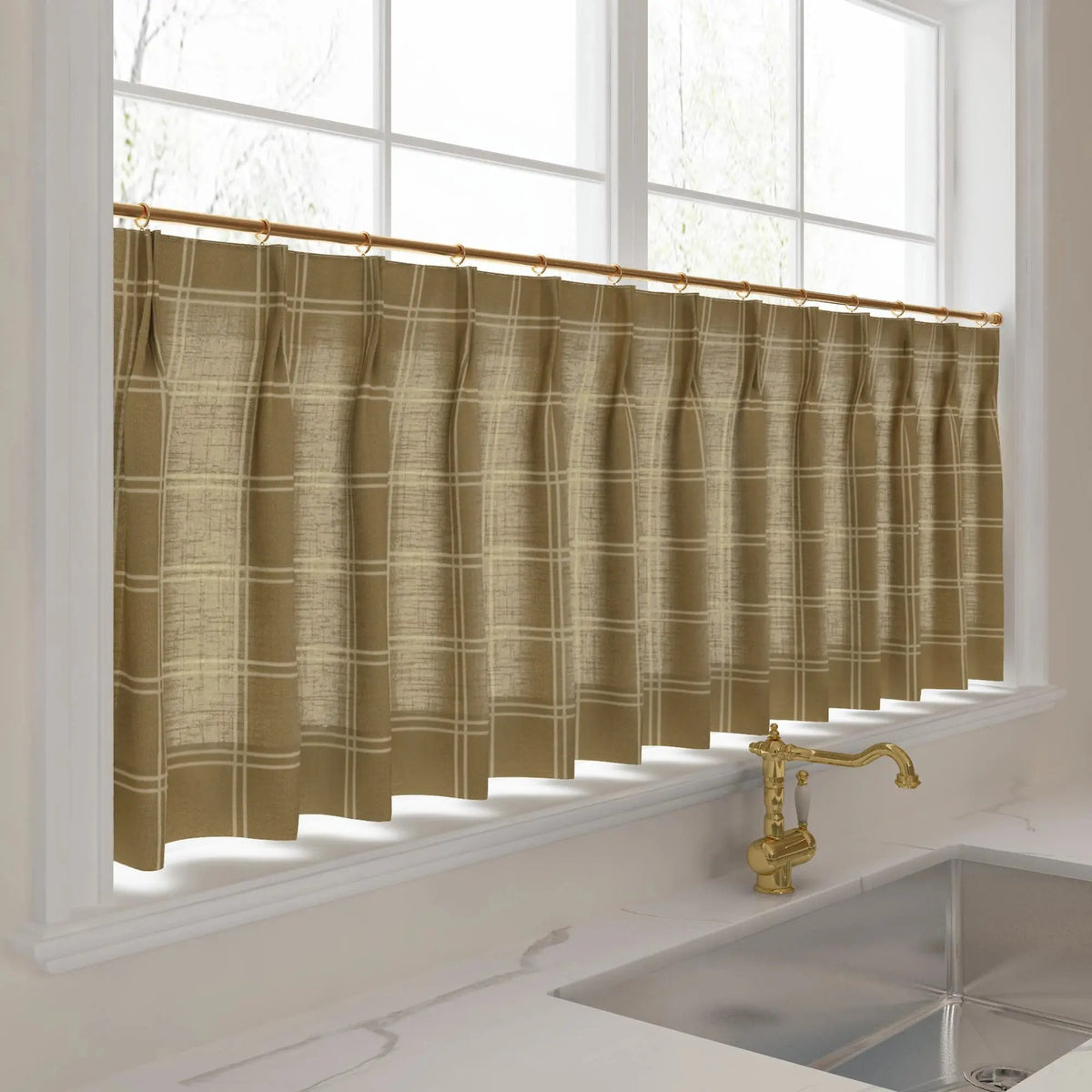 Stefana Silber x TWOPAGES Graphic Printed Linen Pleated Cafe Curtains