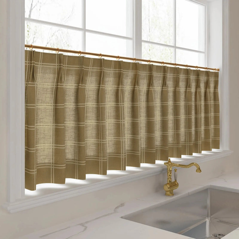 Stefana Silber x TWOPAGES Graphic Printed Linen Pleated Cafe Curtains