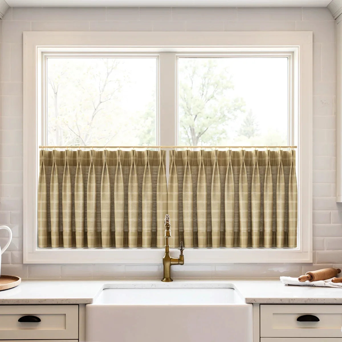 Stefana Silber x TWOPAGES Graphic Printed Linen Pleated Cafe Curtains