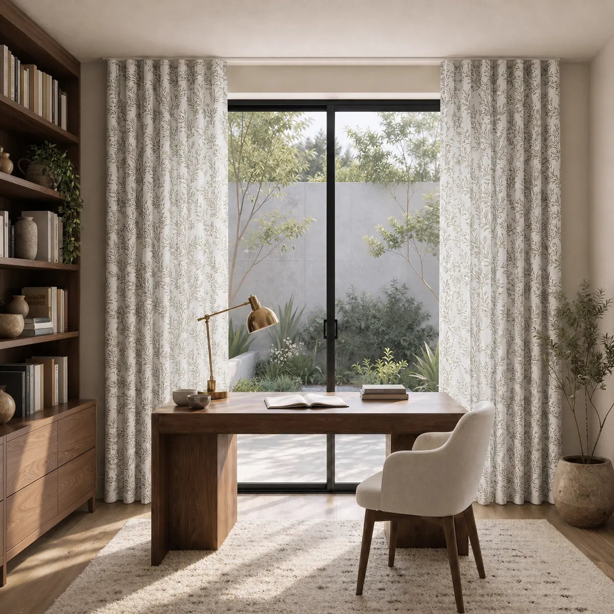 Sara Le x TWOPAGES Printed Linen S-fold Curtains with Belt Hook - Lora Track